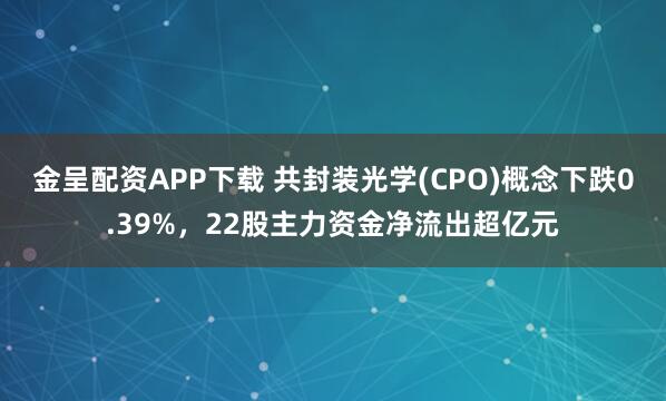 金呈配资APP下载 共封装光学(CPO)概念下跌0.39%，22股主力资金净流出超亿元